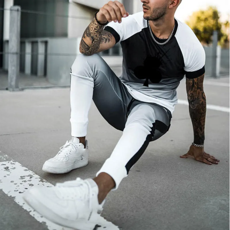 Men'S Black And White Gradient Print Suit
