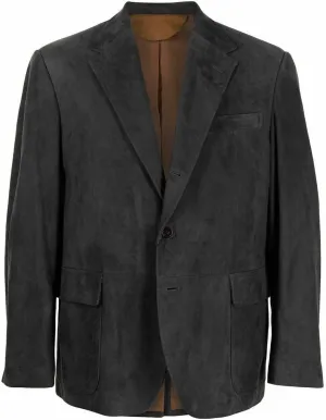 Men's Casual Suede Leather Sports Jacket Regular Fit Stylish Two Button Blazer Coat