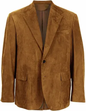 Men's Casual Suede Leather Sports Jacket Regular Fit Stylish Two Button Blazer Coat