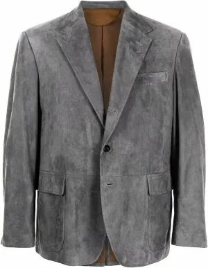 Men's Casual Suede Leather Sports Jacket Regular Fit Stylish Two Button Blazer Coat
