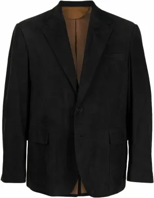 Men's Casual Suede Leather Sports Jacket Regular Fit Stylish Two Button Blazer Coat