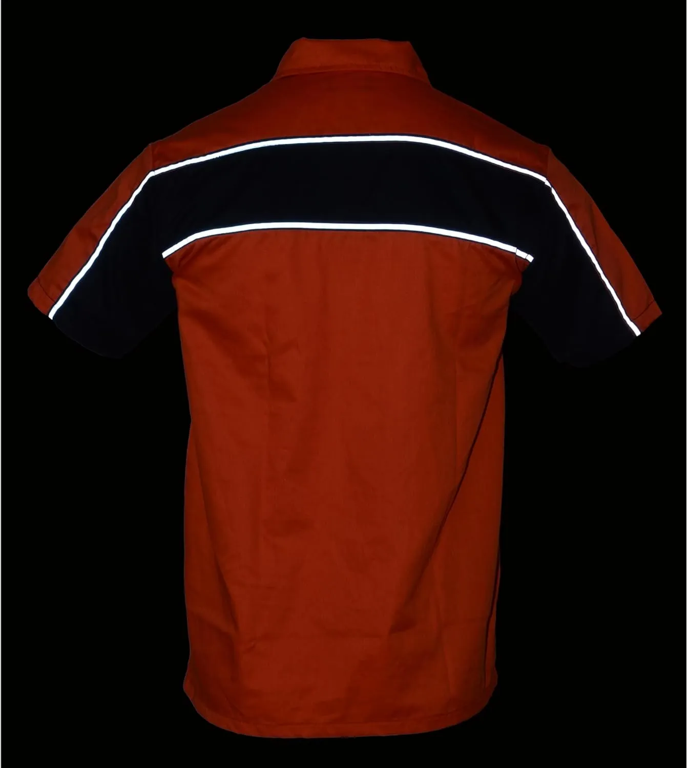 Mens Classic Two-Tone Button up Heavy Duty Reflective Short Sleeve Motorcycle Mechanic Work Shirt Variety of Colors