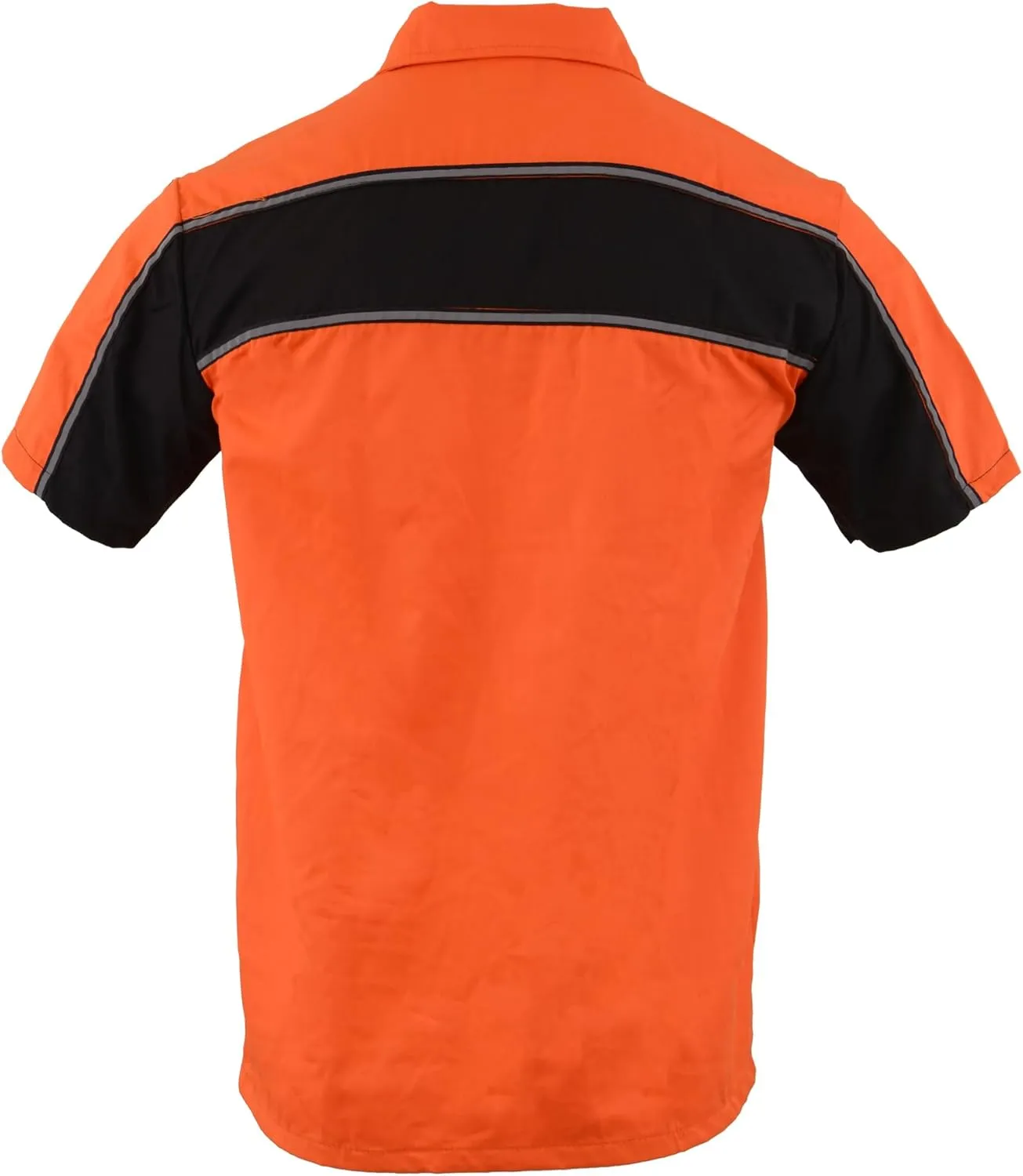 Mens Classic Two-Tone Button up Heavy Duty Reflective Short Sleeve Motorcycle Mechanic Work Shirt Variety of Colors