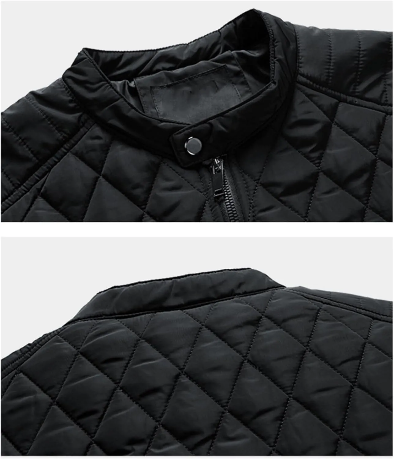 Men's Diamond Quilted Down Jacket Lightweight Cotton Zip Up Jacket Packable Warm Padded Coats Outwear