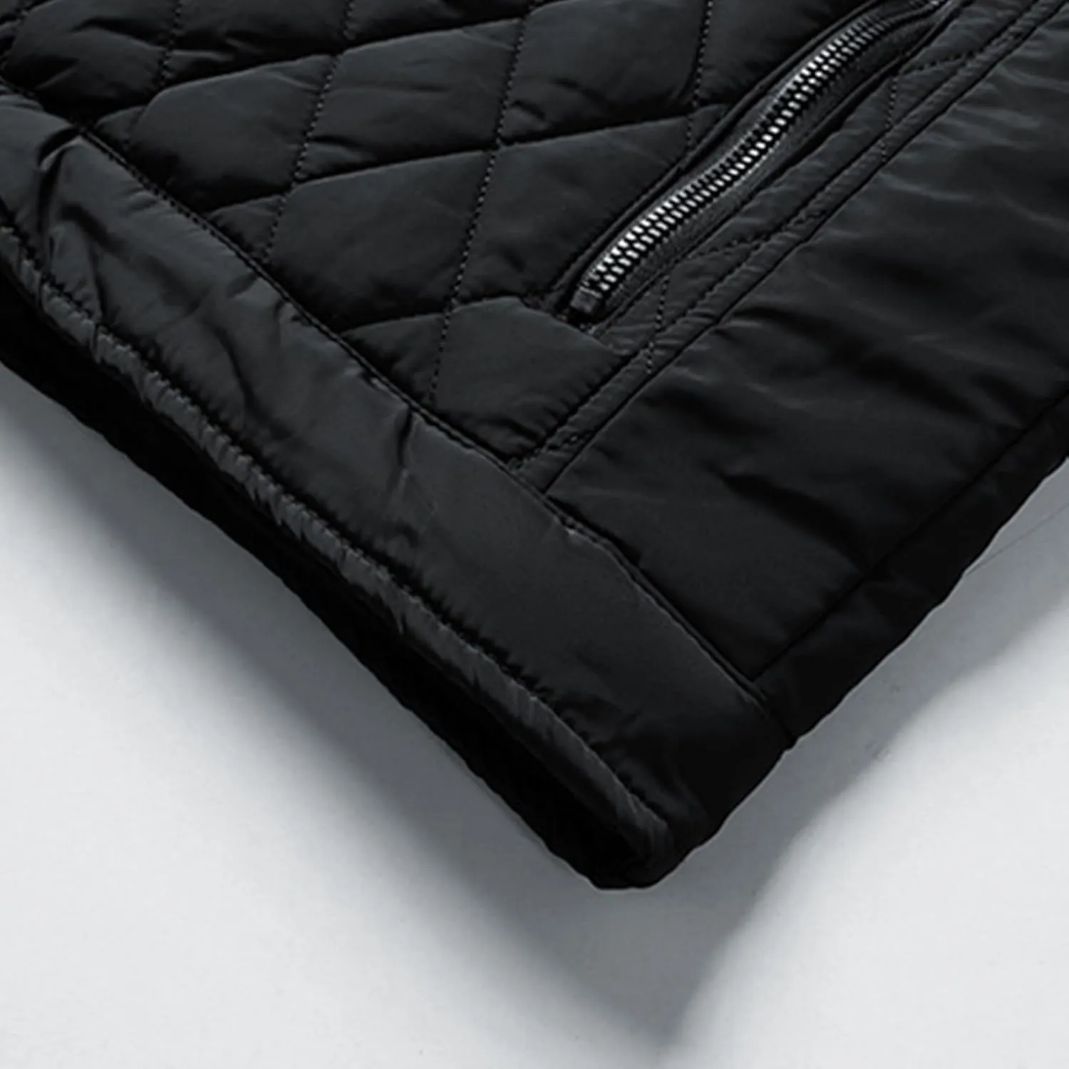 Men's Diamond Quilted Down Jacket Lightweight Cotton Zip Up Jacket Packable Warm Padded Coats Outwear