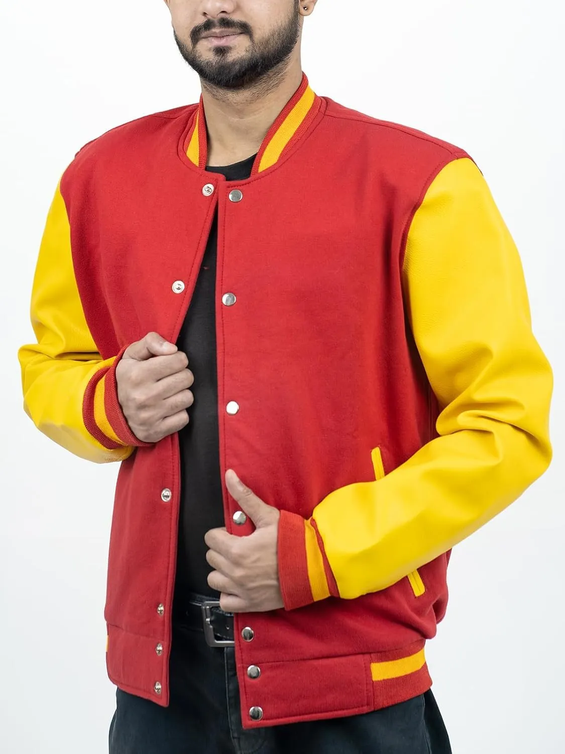 Men's Fashion Varsity Jacket Causal Slim Fit Wool Letterman Baseball Bomber Jackets