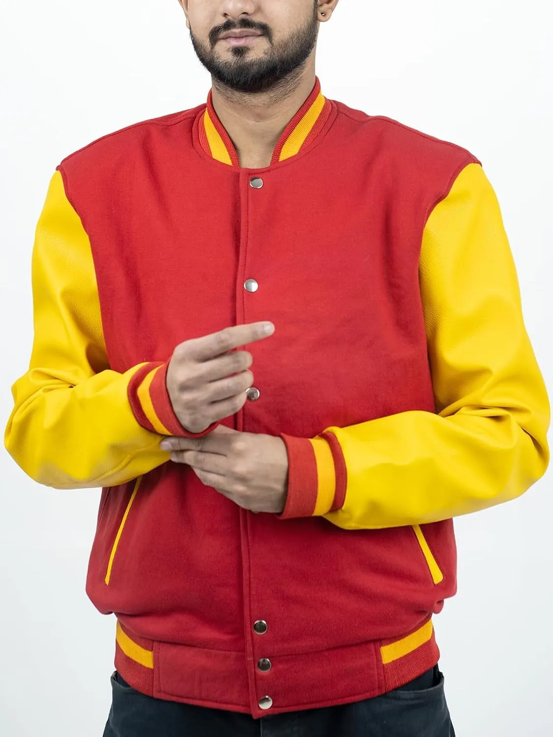 Men's Fashion Varsity Jacket Causal Slim Fit Wool Letterman Baseball Bomber Jackets