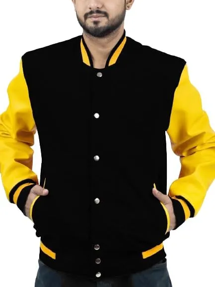 Men's Fashion Varsity Jacket Causal Slim Fit Wool Letterman Baseball Bomber Jackets