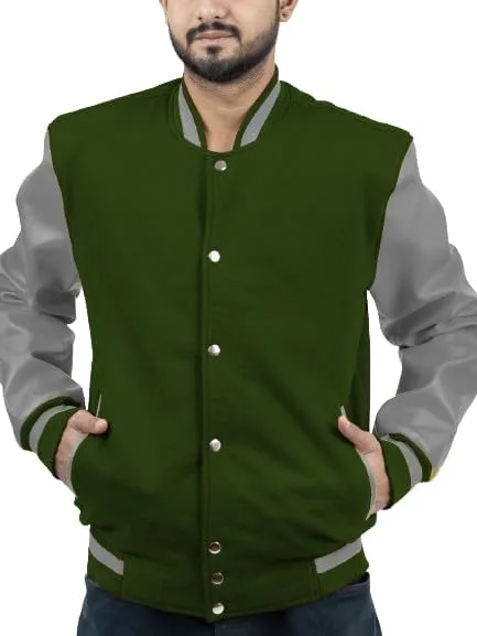 Men's Fashion Varsity Jacket Causal Slim Fit Wool Letterman Baseball Bomber Jackets