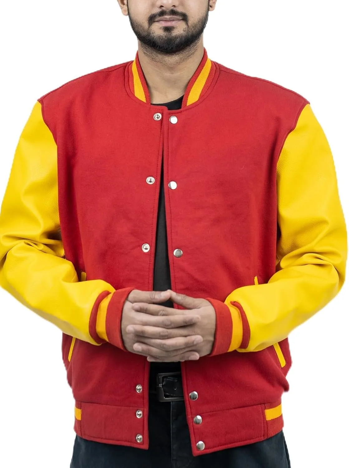 Men's Fashion Varsity Jacket Causal Slim Fit Wool Letterman Baseball Bomber Jackets