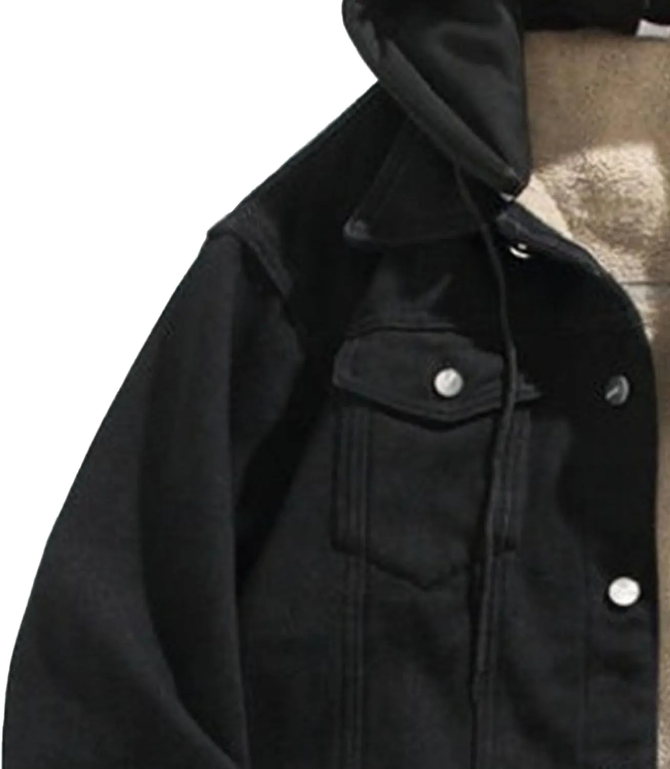 Men's Hoodie Fleece Lined Denim Jacket Long Sleeve Casual Button Down Trucker Coat Warm Winter Hooded Jackets