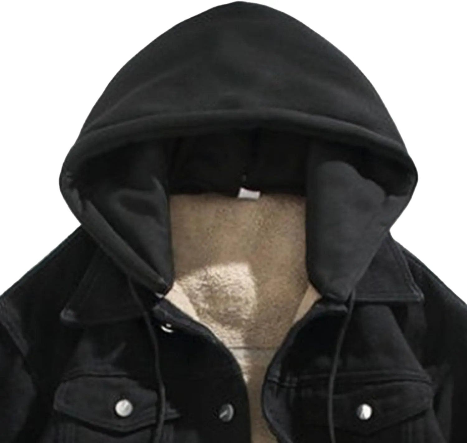 Men's Hoodie Fleece Lined Denim Jacket Long Sleeve Casual Button Down Trucker Coat Warm Winter Hooded Jackets