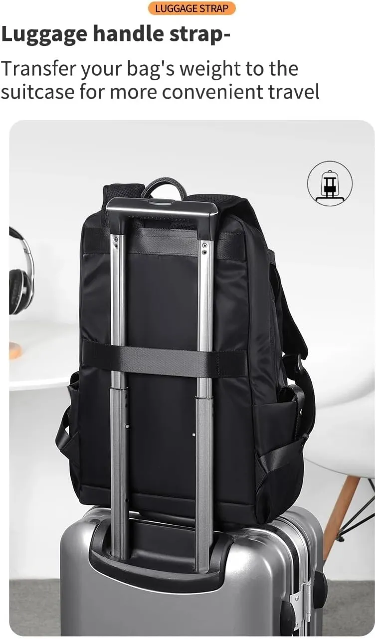 Men's Large-Capacity Oxford Fabric Business Laptop Backpack - Stylish Black Computer Bag(Black