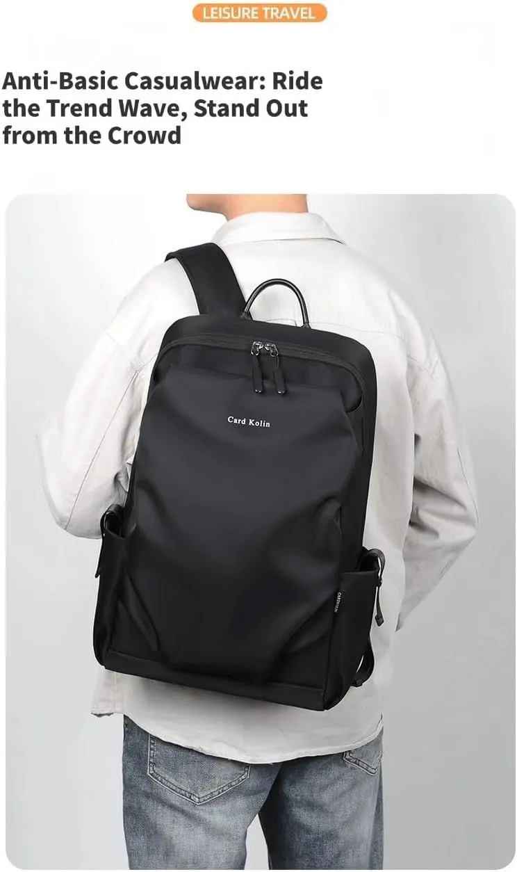 Men's Large-Capacity Oxford Fabric Business Laptop Backpack - Stylish Black Computer Bag(Black