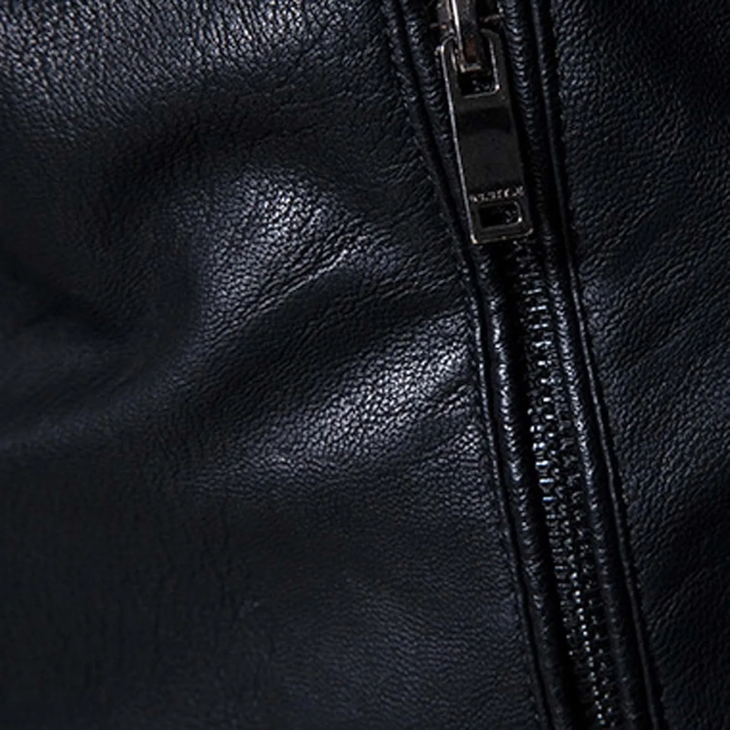 Mens Leather Jacket Slim Fit Motorcycle Jacket Lightweight Faux Leather Outwear Stand Collar Biker Coat