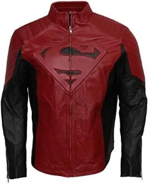 Mens Smallville Clark Kent Tom Welling Genuine Leather Super Jacket Man - Clark Kent Jacket