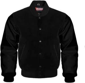 Men's Varsity Letterman Baseball Wool Leather Jacket in Wool body and Genuine Leather Sleeves