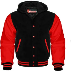 Men's Varsity Letterman Baseball Wool Leather Jacket in Wool body and Genuine Leather Sleeves