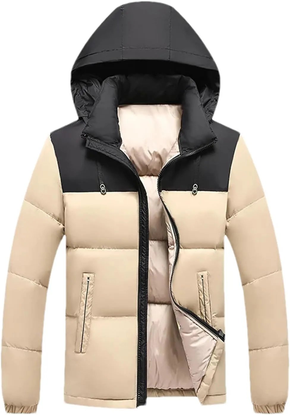 Men's Winter Puffer Jacket Fashion Hooded Down Cotton Padded Coat Casual Thickened Warm Parka Ski Wear