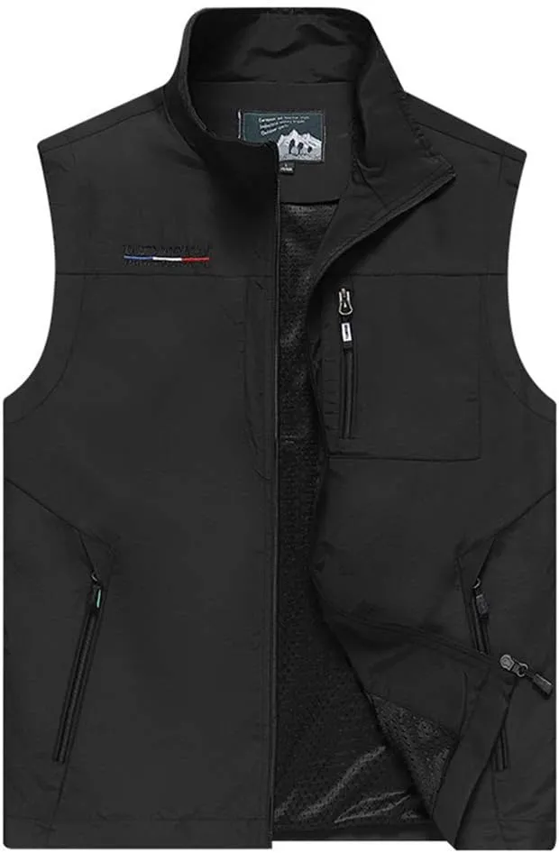 Mens Work Vest Summer Travel Photo Vest Cargo Sleeveless Jackets with Pockets