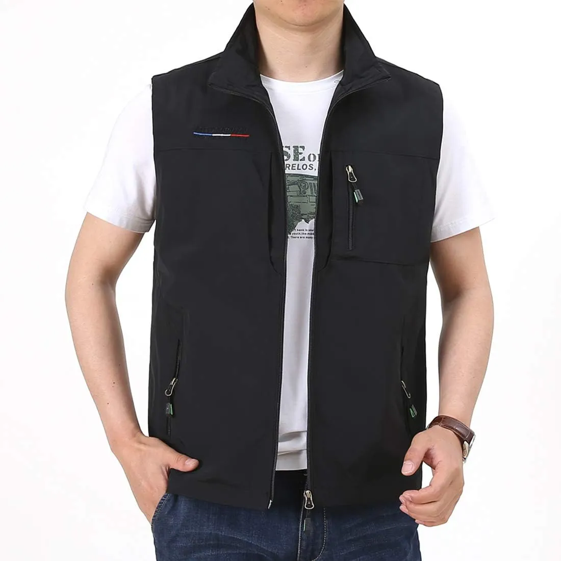 Mens Work Vest Summer Travel Photo Vest Cargo Sleeveless Jackets with Pockets