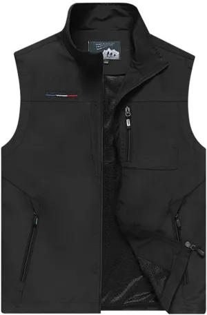 Mens Work Vest Summer Travel Photo Vest Cargo Sleeveless Jackets with Pockets
