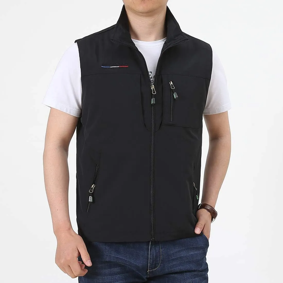 Mens Work Vest Summer Travel Photo Vest Cargo Sleeveless Jackets with Pockets