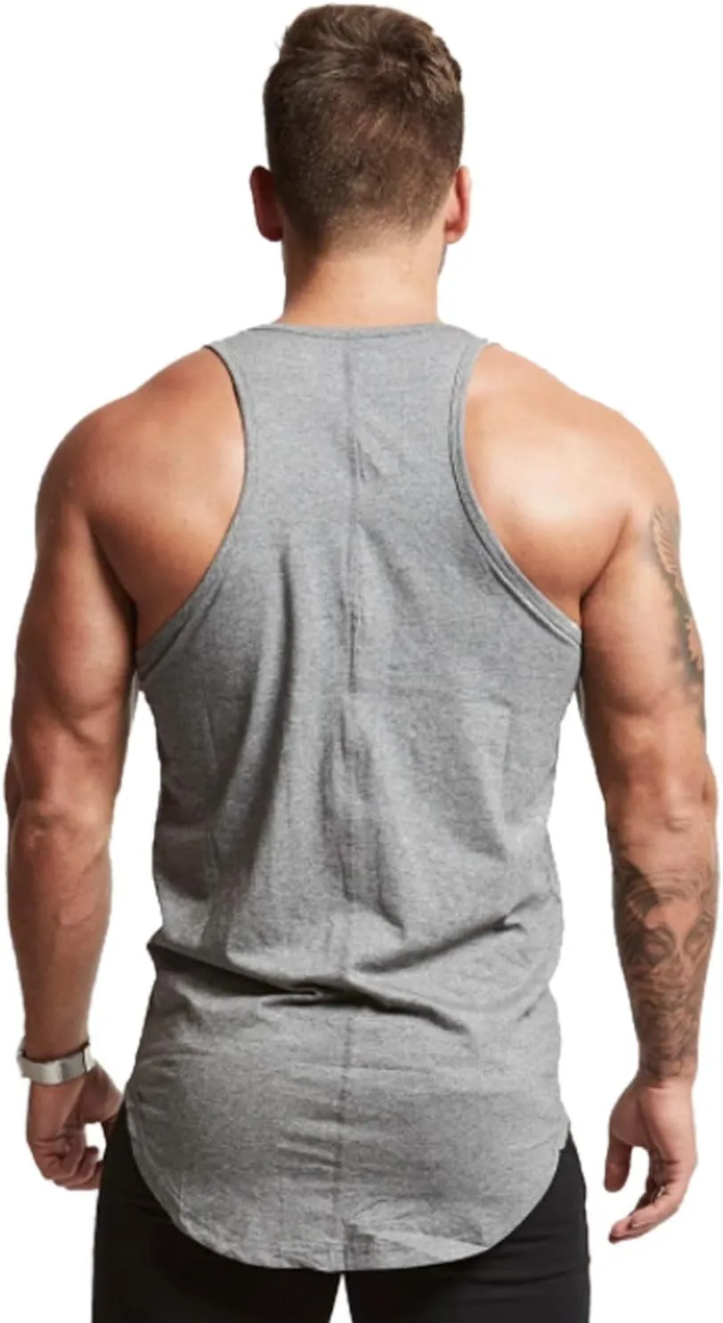 Mens Workout Stringer Tank Tops Fitness Performance Muscle Sleeveless Shirts Gym Training Bodybuilding Vest
