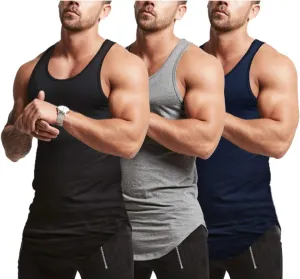Mens Workout Stringer Tank Tops Fitness Performance Muscle Sleeveless Shirts Gym Training Bodybuilding Vest