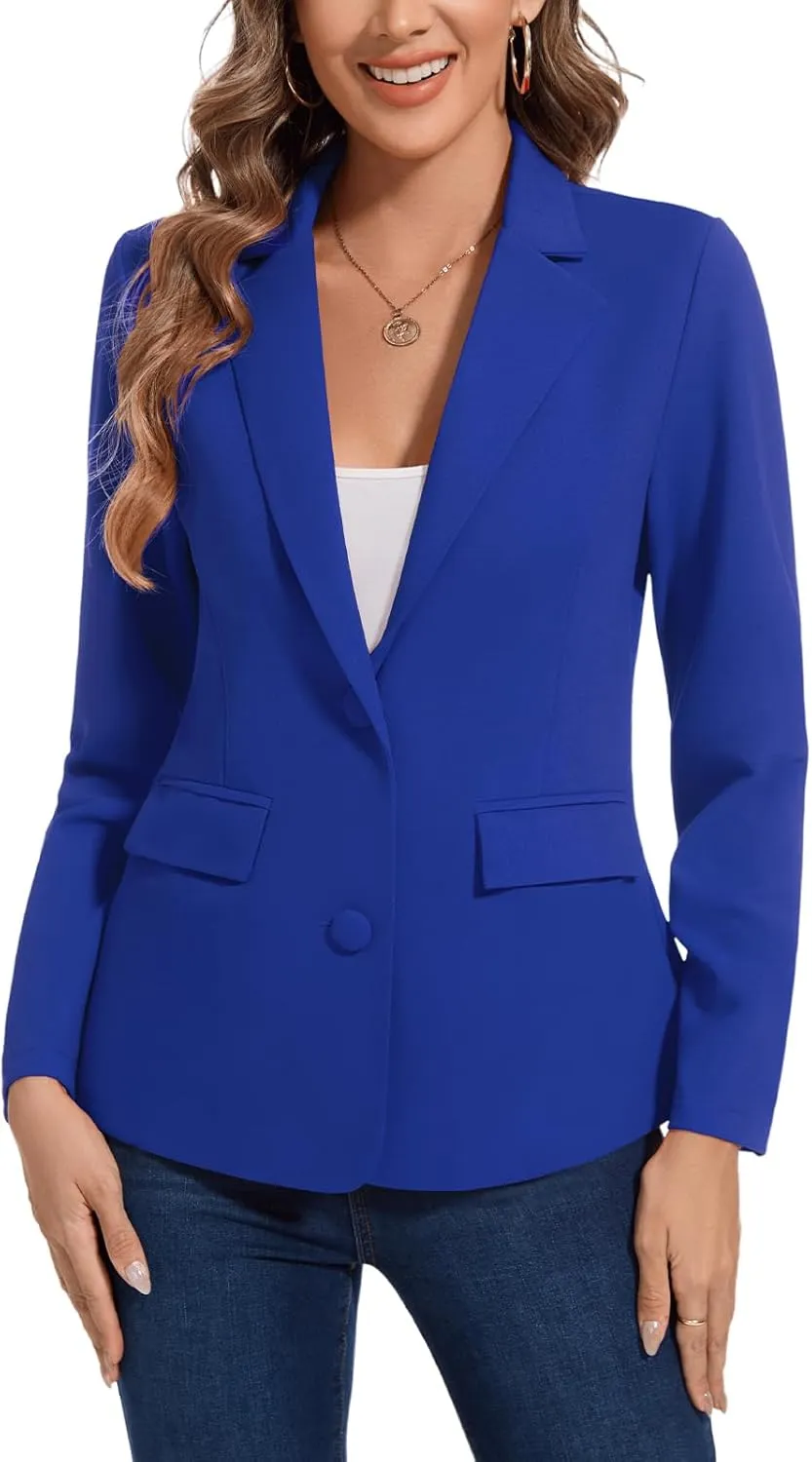 MINTLIMIT Blazers for Women Long Sleeve Button Front Blazer Notch Lapel Casual Work Office Suit Jackets with Pocket