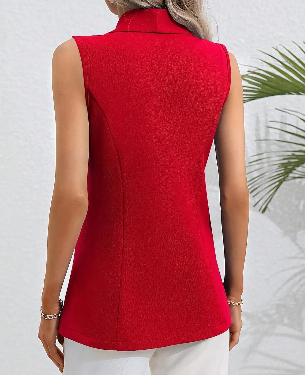 MINTLIMIT Women's Sleeveless Blazer Vest Casual Button Front Lightweight Jacket Summer Work Office Suit Vest Blazer