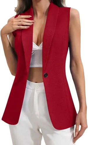 MINTLIMIT Women's Sleeveless Blazer Vest Casual Button Front Lightweight Jacket Summer Work Office Suit Vest Blazer