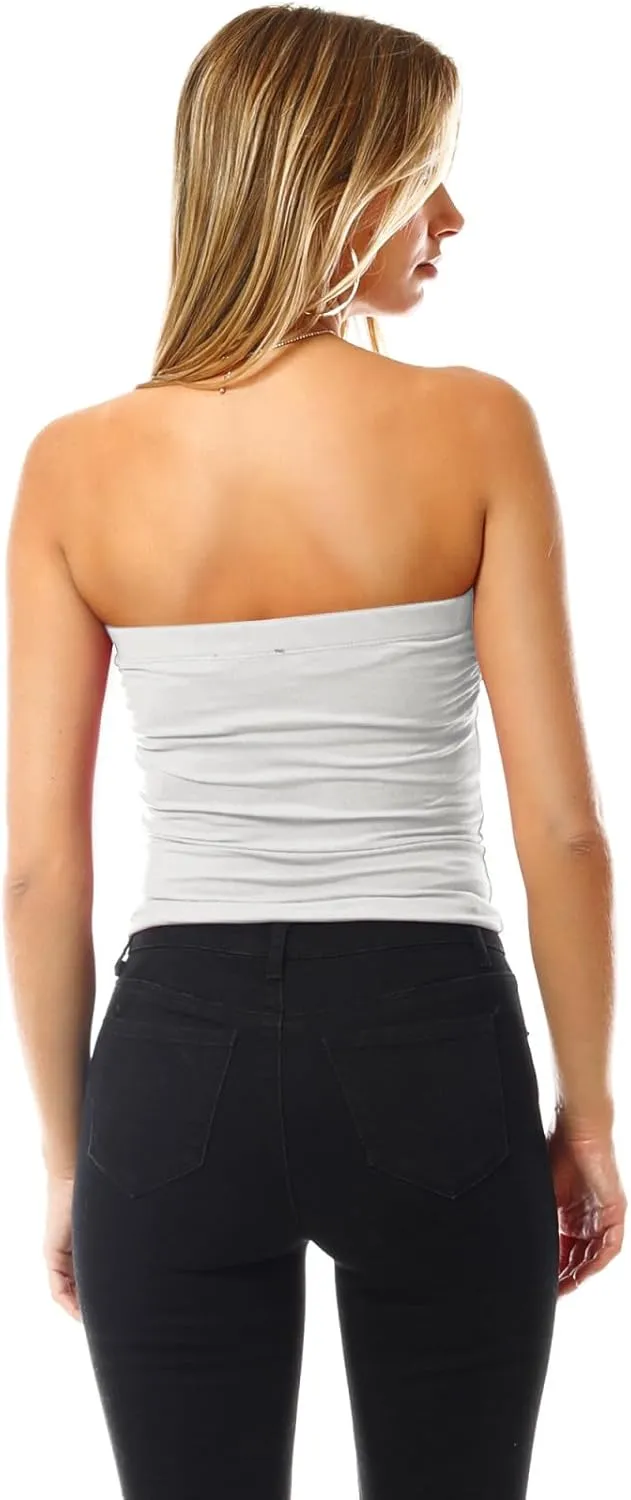 MixMatchy Women's Basic Tube Tops Built in Shelf Bra Strapless Crop Tops Bandeau Sexy Summer Outfits