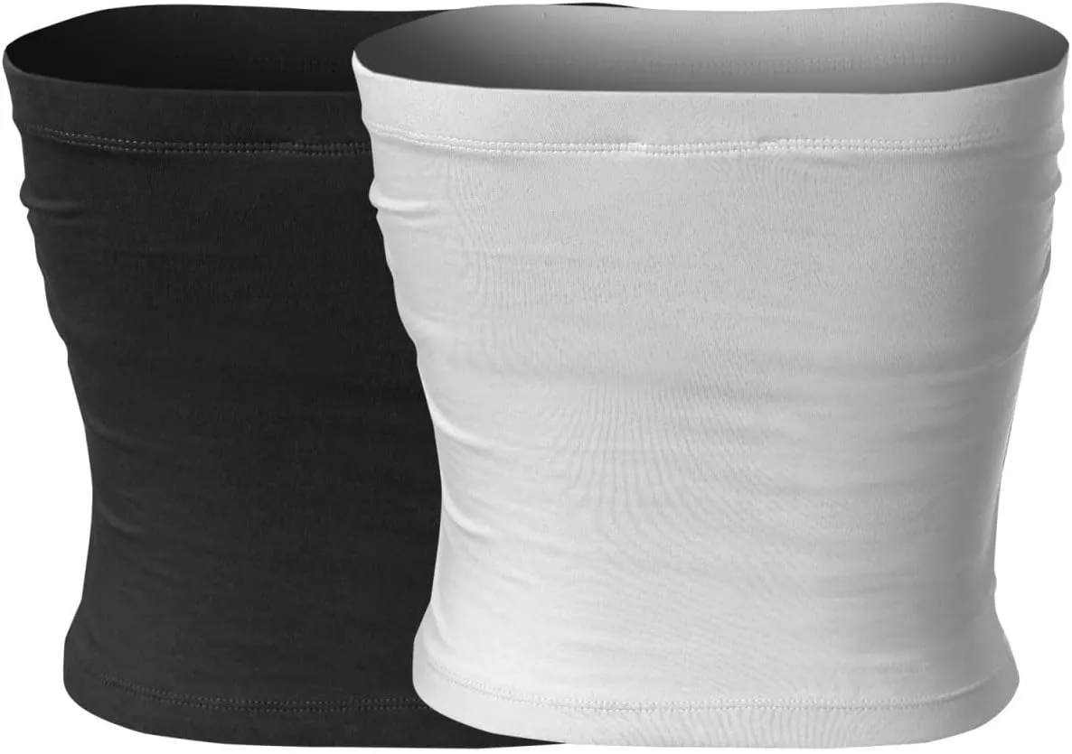 MixMatchy Women's Basic Tube Tops Built in Shelf Bra Strapless Crop Tops Bandeau Sexy Summer Outfits