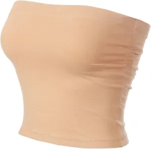 MixMatchy Women's Basic Tube Tops Built in Shelf Bra Strapless Crop Tops Bandeau Sexy Summer Outfits