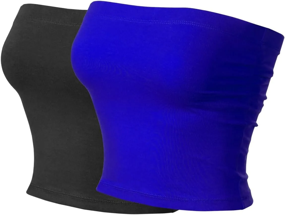 MixMatchy Women's Basic Tube Tops Built in Shelf Bra Strapless Crop Tops Bandeau Sexy Summer Outfits
