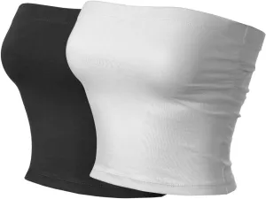 MixMatchy Women's Basic Tube Tops Built in Shelf Bra Strapless Crop Tops Bandeau Sexy Summer Outfits