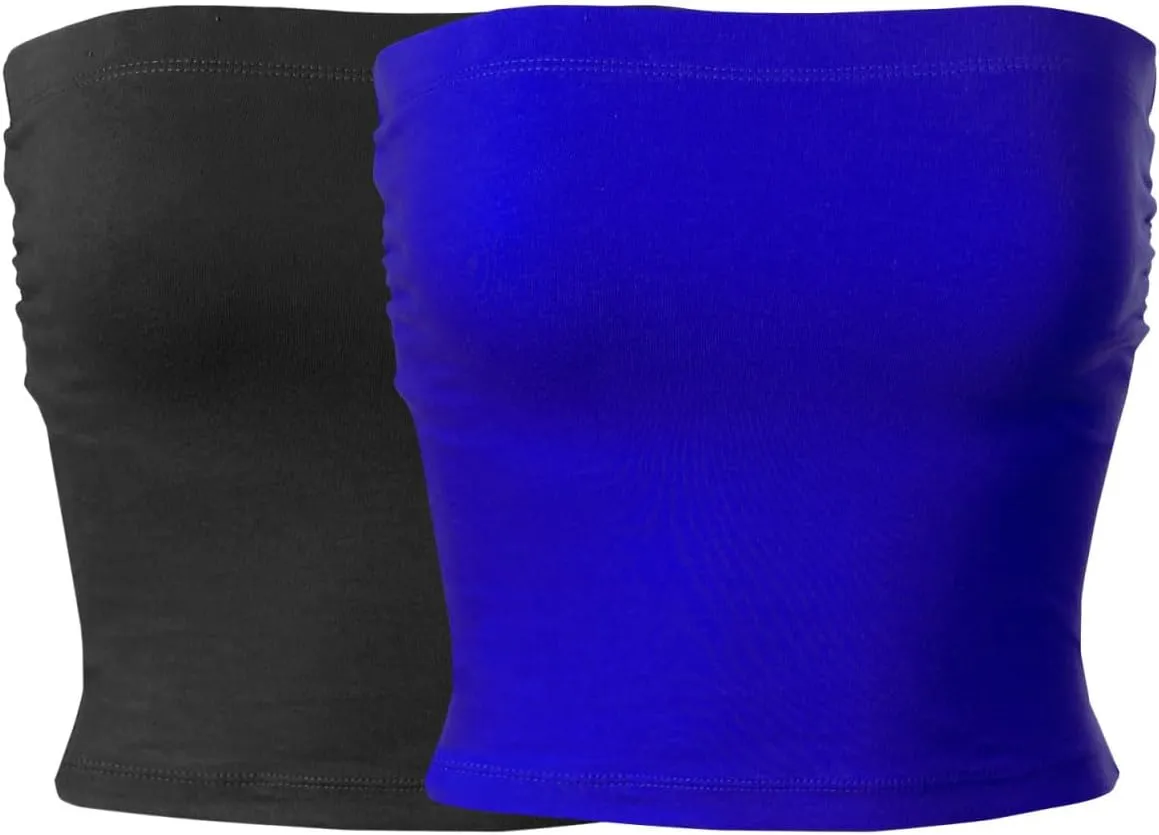 MixMatchy Women's Basic Tube Tops Built in Shelf Bra Strapless Crop Tops Bandeau Sexy Summer Outfits