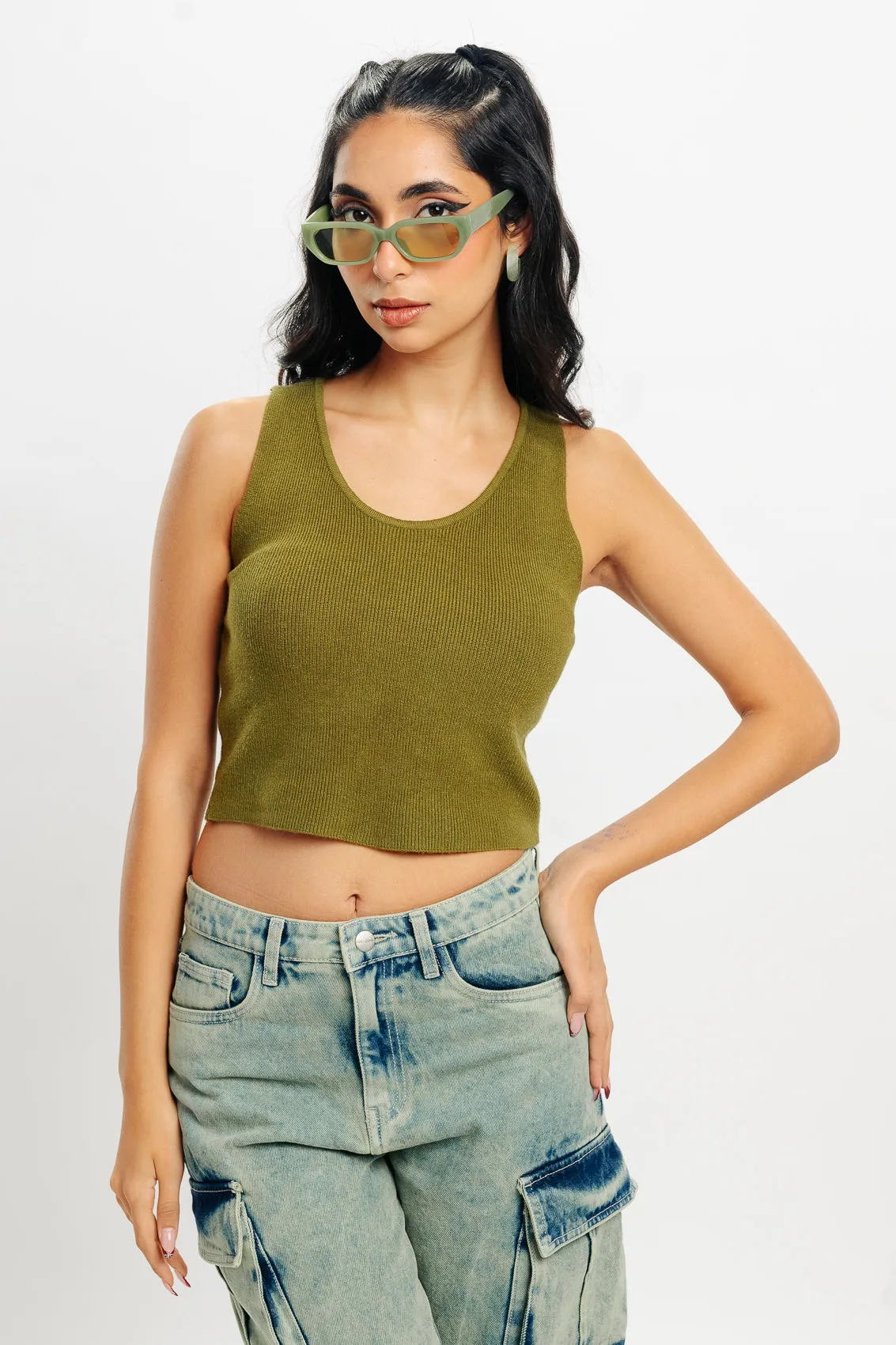 Mossy Meadow Green Crop Tank