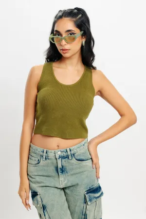 Mossy Meadow Green Crop Tank