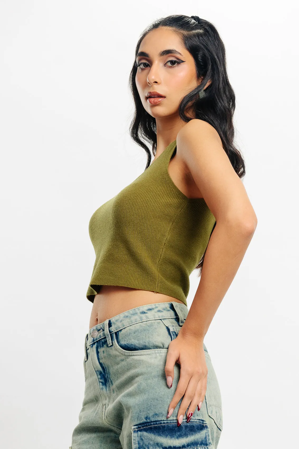 Mossy Meadow Green Crop Tank
