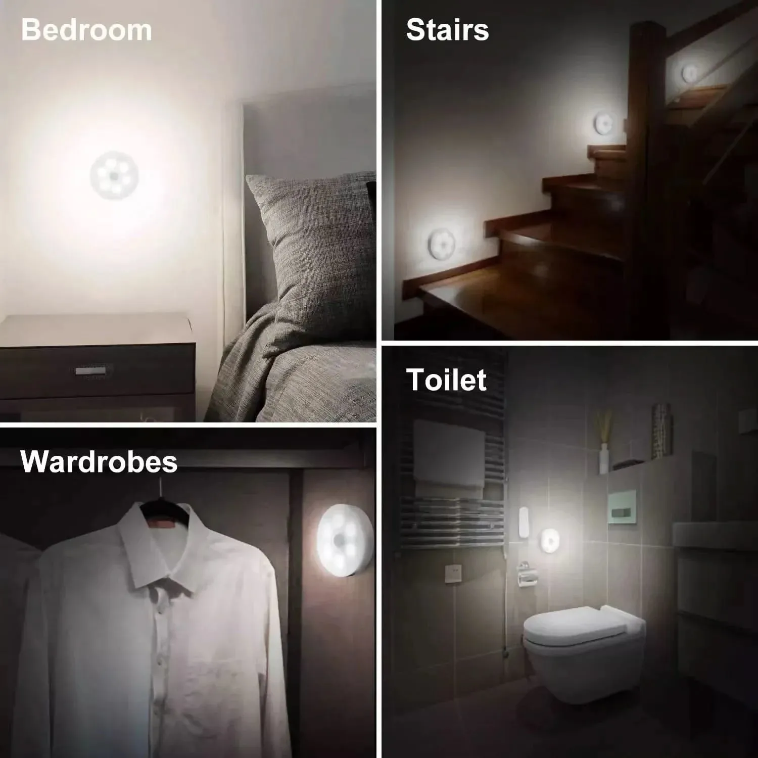 Motion Sensor Light for Home with USB Charging Wireless Self Adhesive LED Night Lamp Rechargeable Body Sensor Wall Light for Hallway, Bedroom, Bathroom, Kitchen