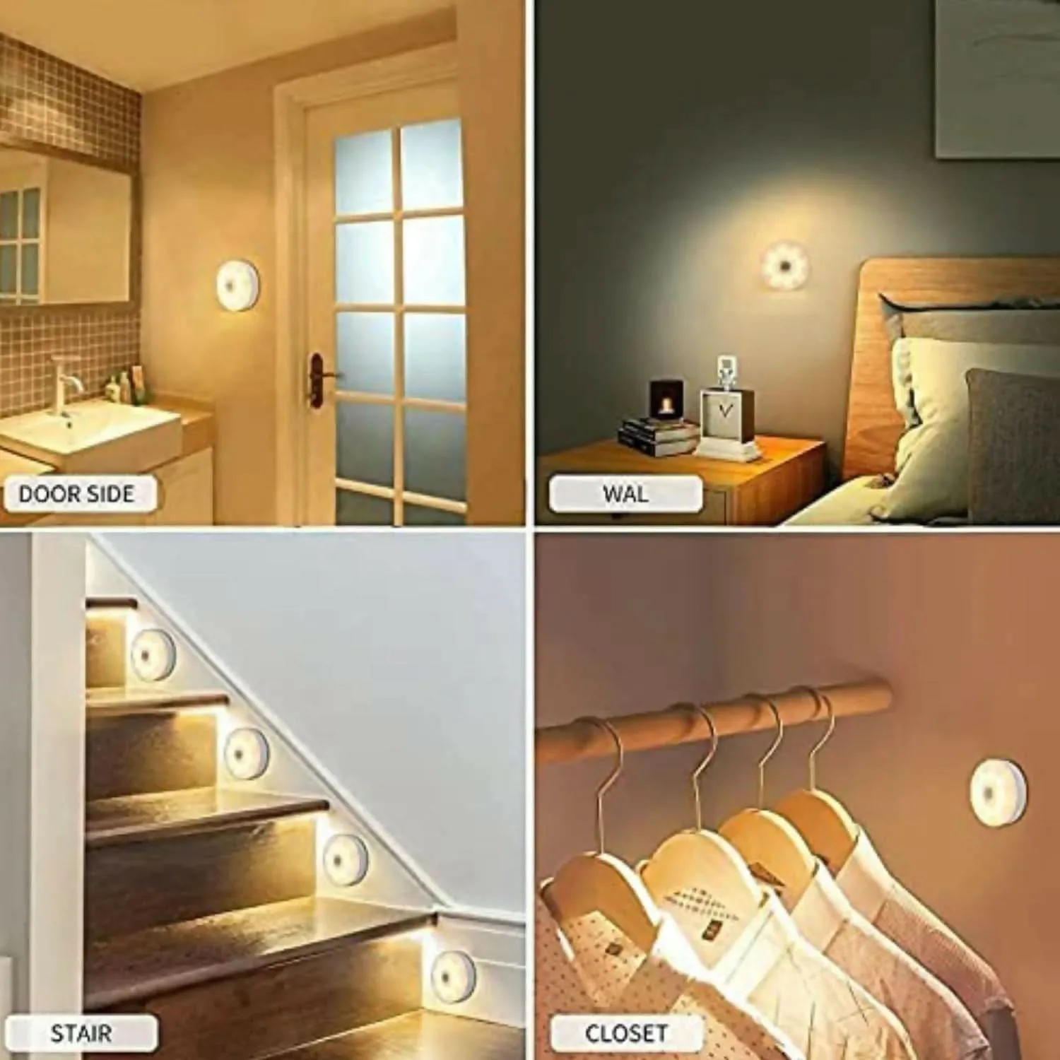 Motion Sensor Light for Home with USB Charging Wireless Self Adhesive LED Night Lamp Rechargeable Body Sensor Wall Light for Hallway, Bedroom, Bathroom, Kitchen