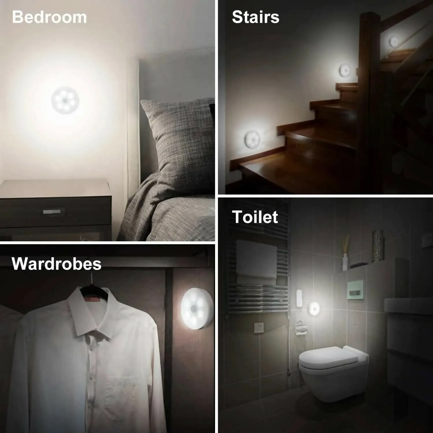Motion Sensor Light for Home with USB Charging Wireless Self Adhesive LED Night Lamp Rechargeable Body Sensor Wall Light for Hallway, Bedroom, Bathroom, Kitchen