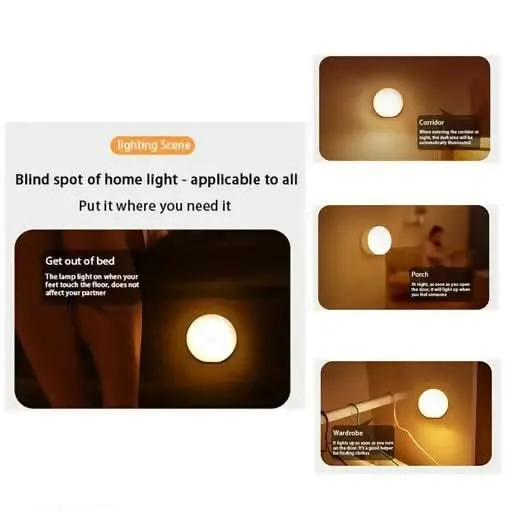Motion Sensor Light for Home with USB Charging Wireless Self Adhesive LED Night Lamp Rechargeable Body Sensor Wall Light for Hallway, Bedroom, Bathroom, Kitchen