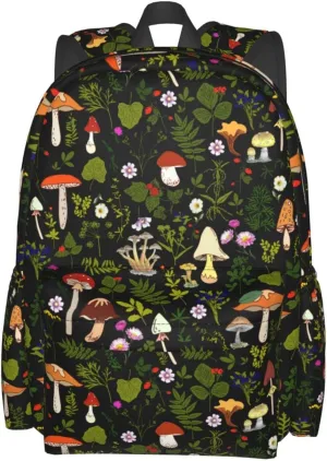 Mushrooms Nature Stylish Backpack With Adjustable Padded Shoulder Straps Daypacks For College Travel