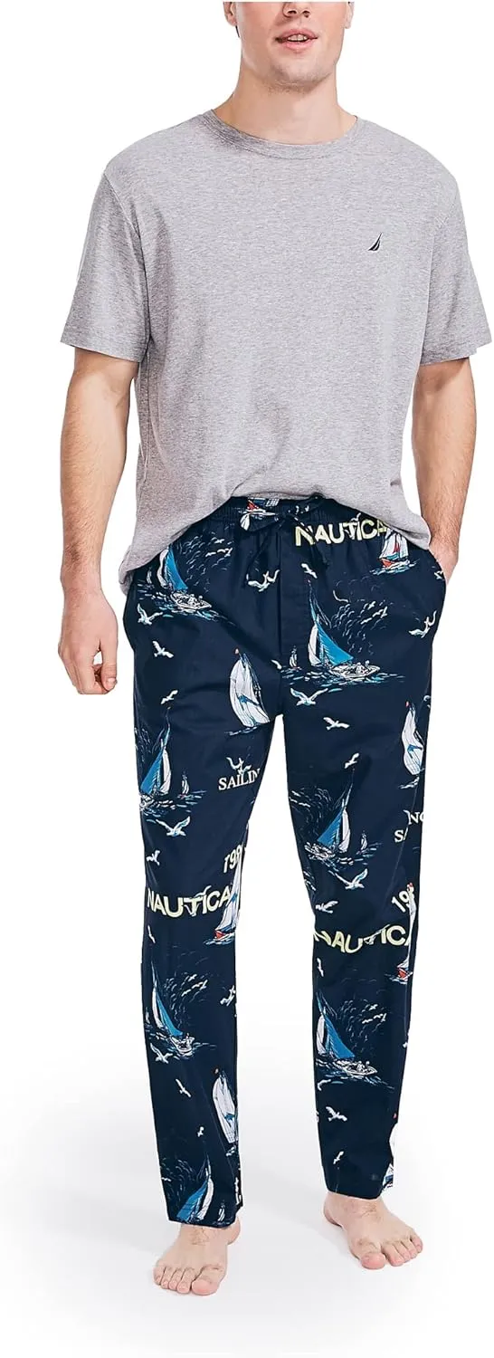 Nautica Men's Soft Woven 100% Cotton Elastic Waistband Sleep Pajama Pant