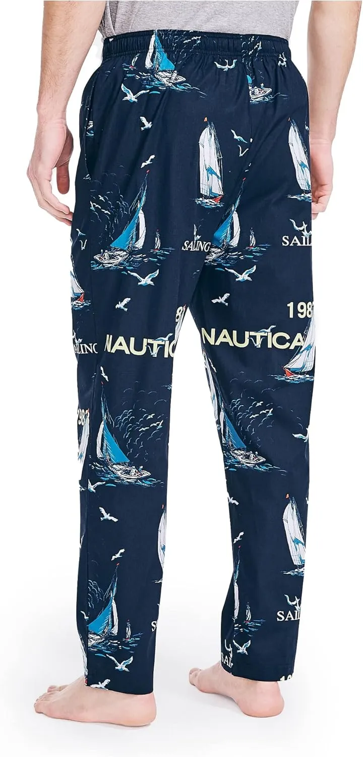 Nautica Men's Soft Woven 100% Cotton Elastic Waistband Sleep Pajama Pant