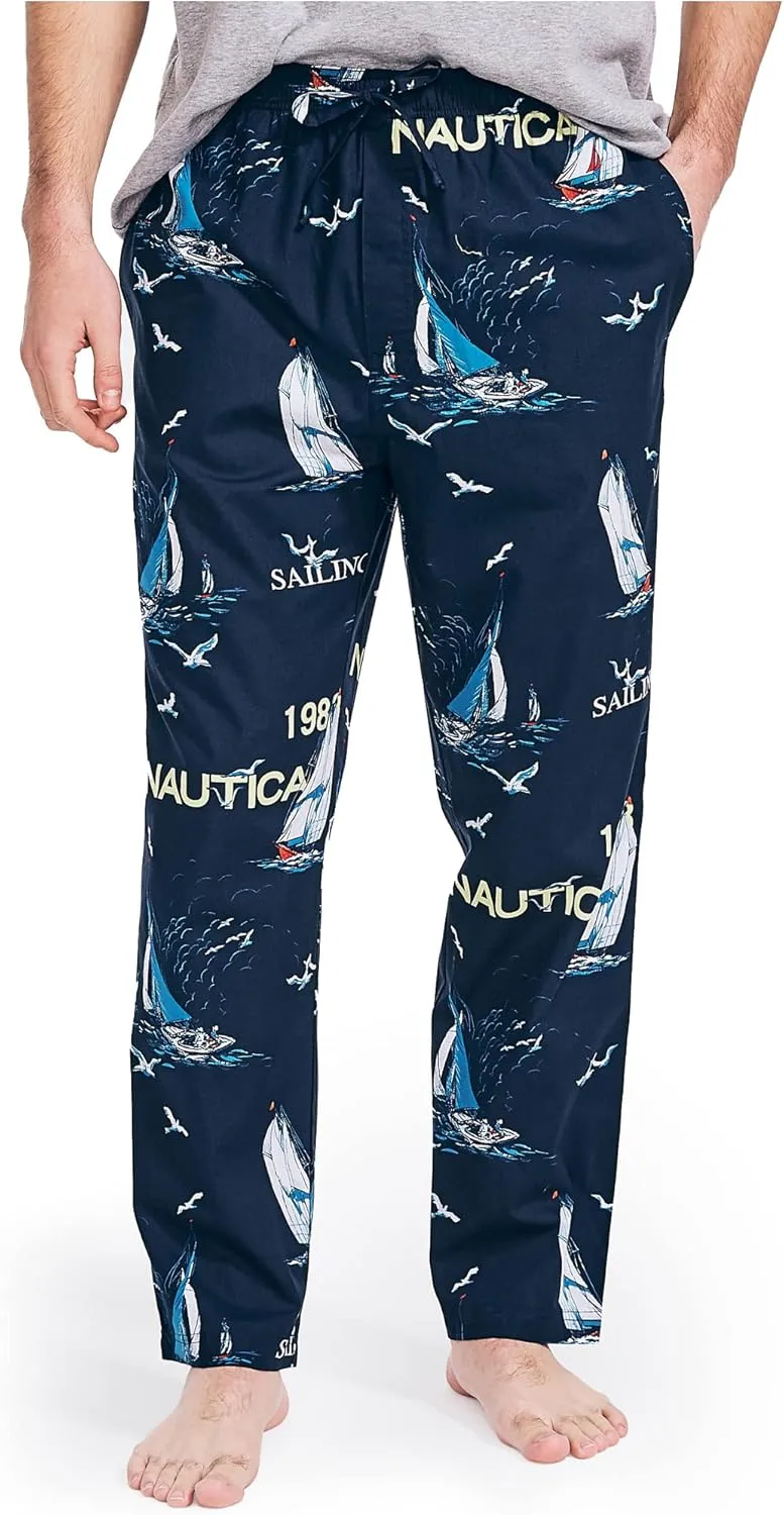 Nautica Men's Soft Woven 100% Cotton Elastic Waistband Sleep Pajama Pant