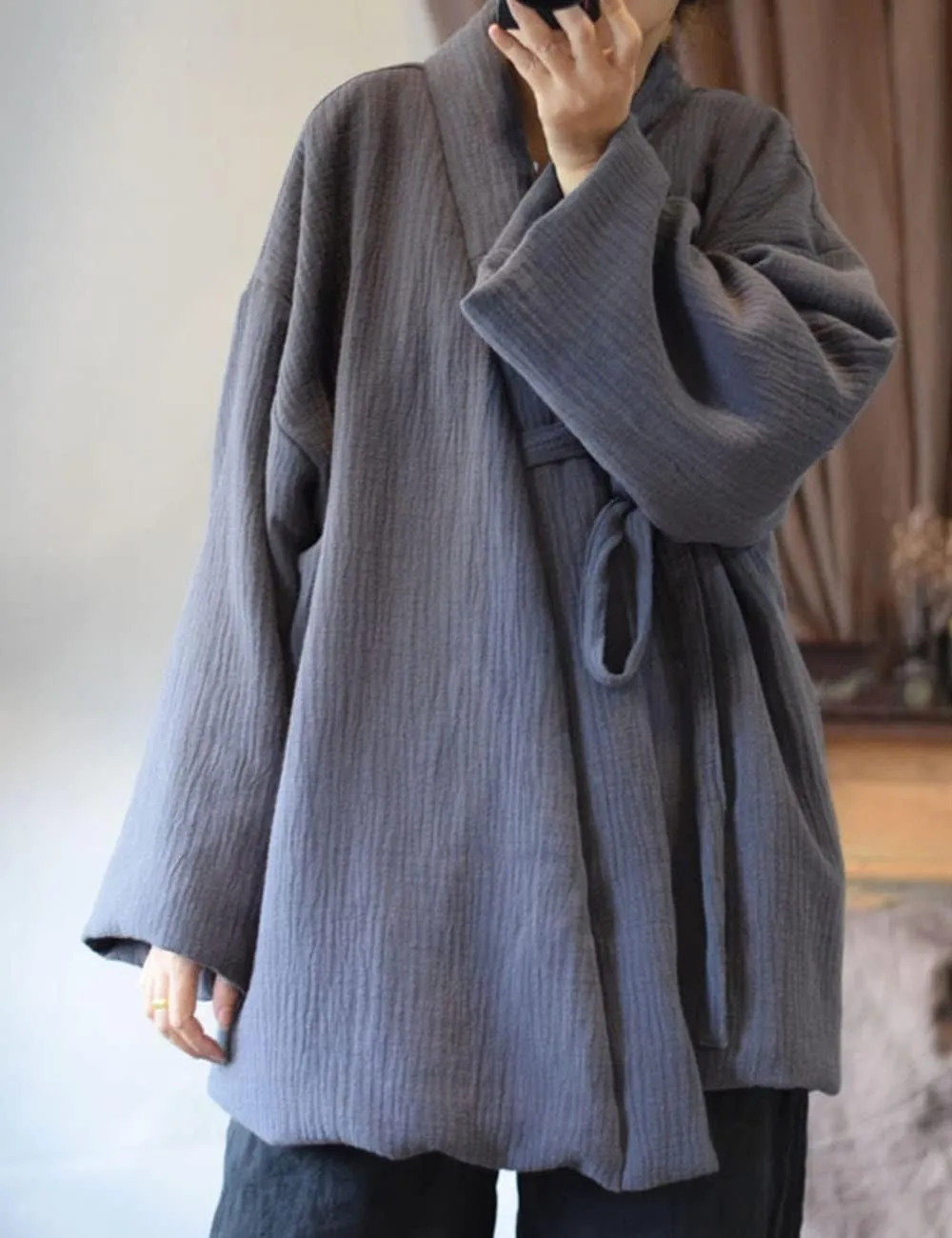 NFYM Women Hanten Cotton Jacket Japanese Kimono Style Warm Quilted Winter Coat